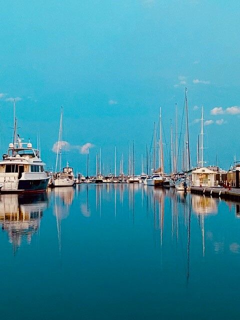 Blue sky, blue water